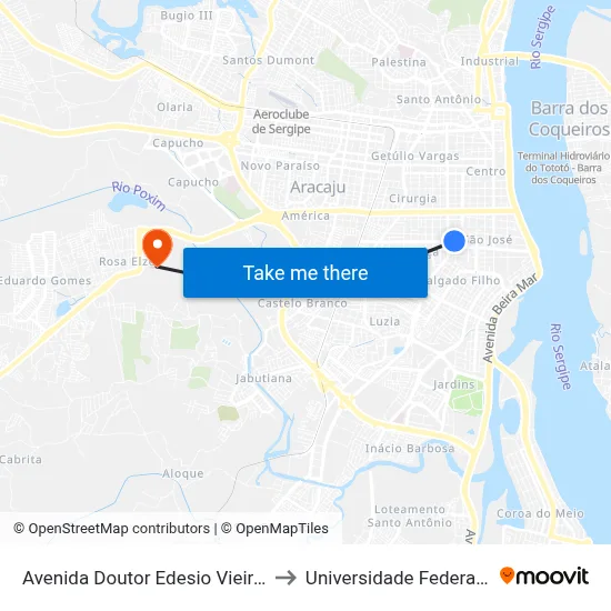 Avenida Doutor Edesio Vieira De Melo, 183 to Universidade Federal De Sergipe map