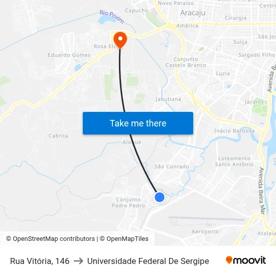 Rua Vitória, 146 to Universidade Federal De Sergipe map