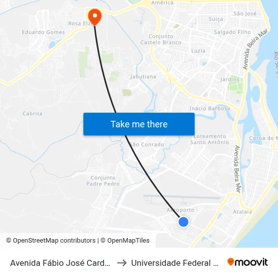 Avenida Fábio José Cardoso Ramos to Universidade Federal De Sergipe map