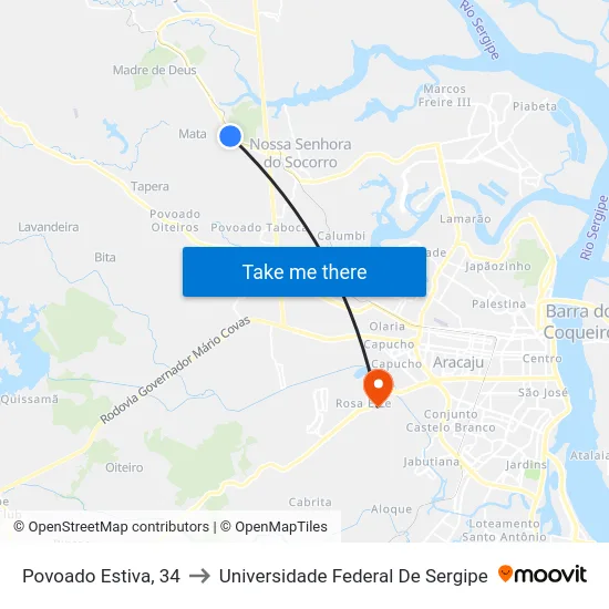 Povoado Estiva, 34 to Universidade Federal De Sergipe map
