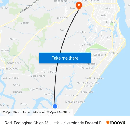 Rod. Ecologista Chico Mendes, 430 to Universidade Federal De Sergipe map