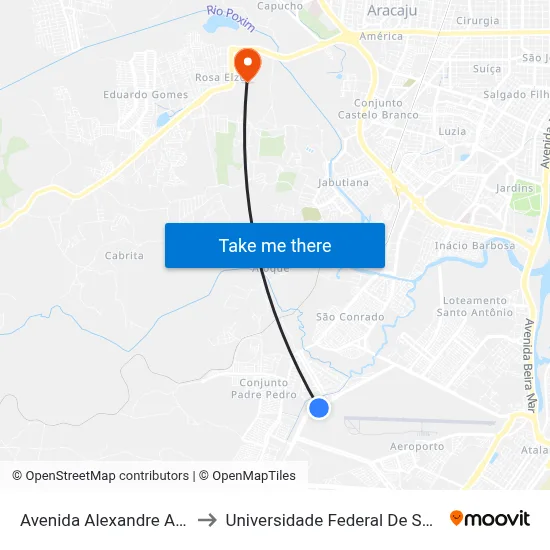 Avenida Alexandre Alcino to Universidade Federal De Sergipe map