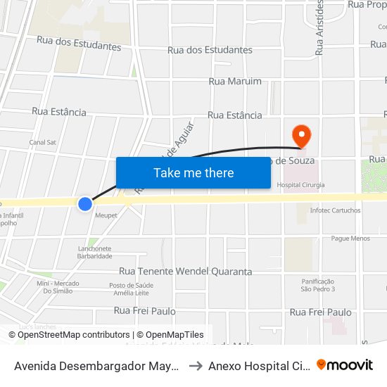 Avenida Desembargador Maynard, 903 to Anexo Hospital Cirurgia map