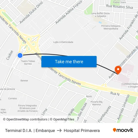 Terminal D.I.A. | Embarque to Hospital Primavera map