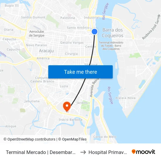 Terminal Mercado | Desembarque to Hospital Primavera map