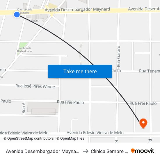 Avenida Desembargador Maynard, 903 to Clínica Sempre Viva map