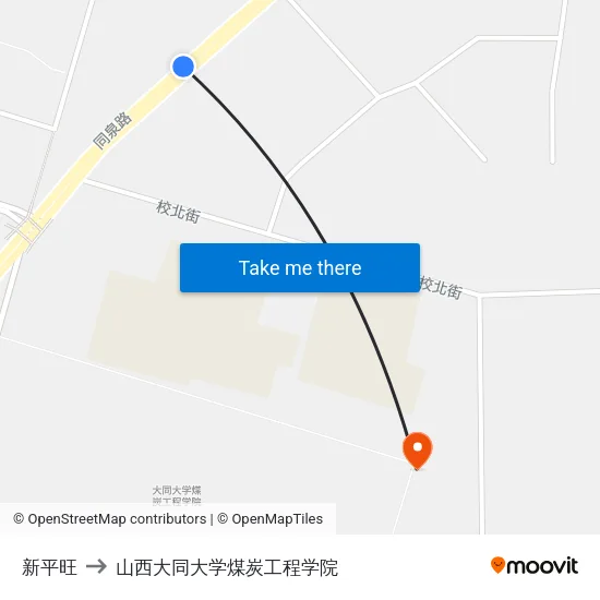 新平旺 to 山西大同大学煤炭工程学院 map