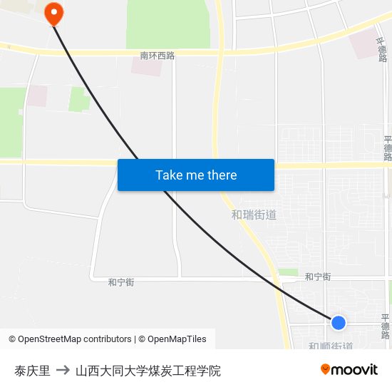 泰庆里 to 山西大同大学煤炭工程学院 map