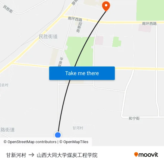 甘新河村 to 山西大同大学煤炭工程学院 map