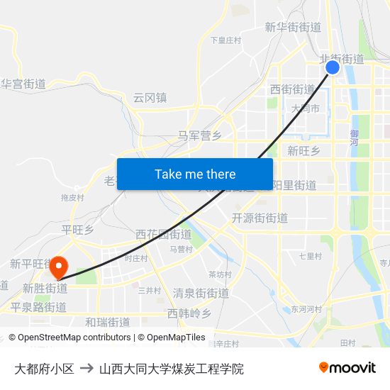 大都府小区 to 山西大同大学煤炭工程学院 map