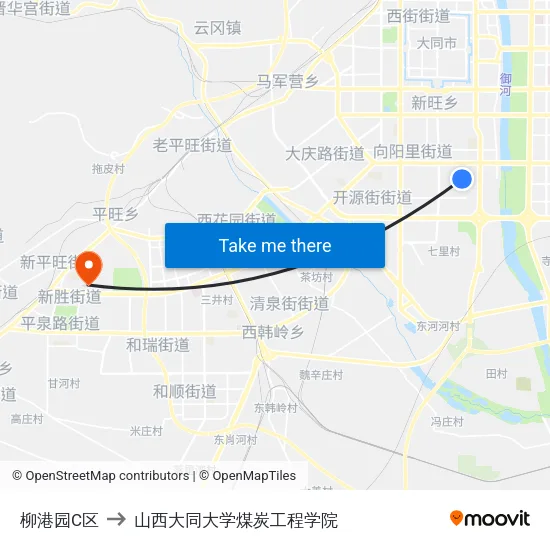 柳港园C区 to 山西大同大学煤炭工程学院 map
