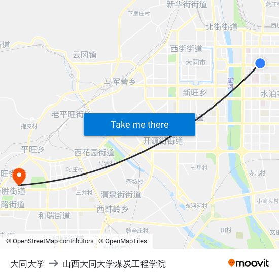 大同大学 to 山西大同大学煤炭工程学院 map