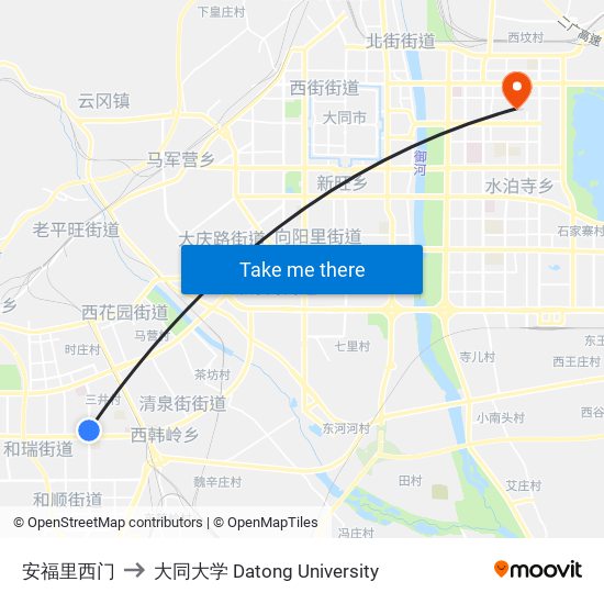 安福里西门 to 大同大学 Datong University map