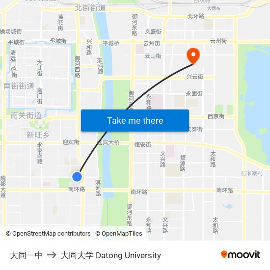 大同一中 to 大同大学 Datong University map