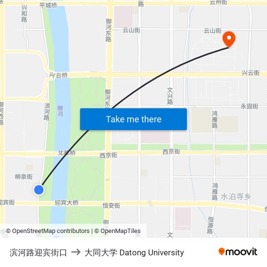 滨河路迎宾街口 to 大同大学 Datong University map