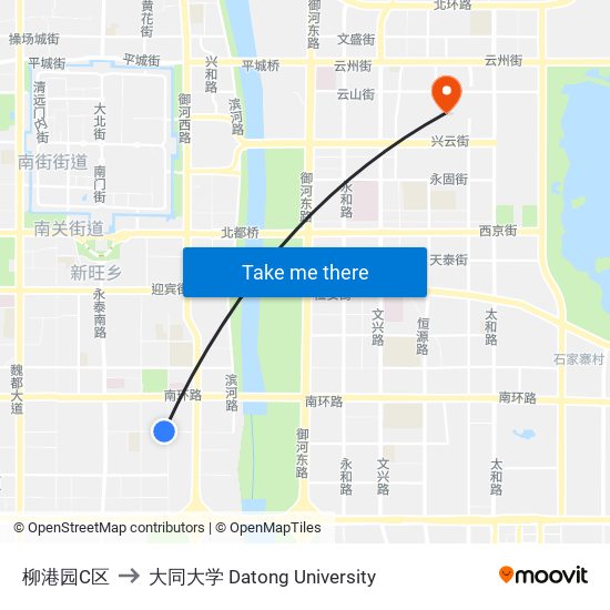 柳港园C区 to 大同大学 Datong University map