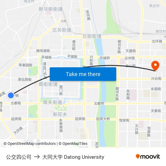 公交四公司 to 大同大学 Datong University map