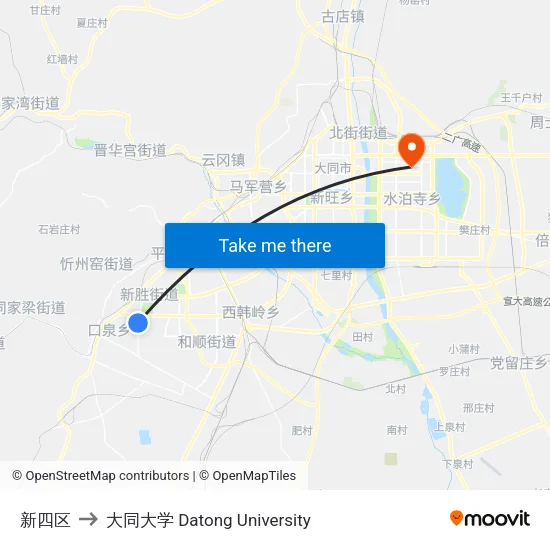 新四区 to 大同大学 Datong University map