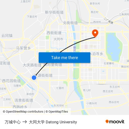 万城中心 to 大同大学 Datong University map