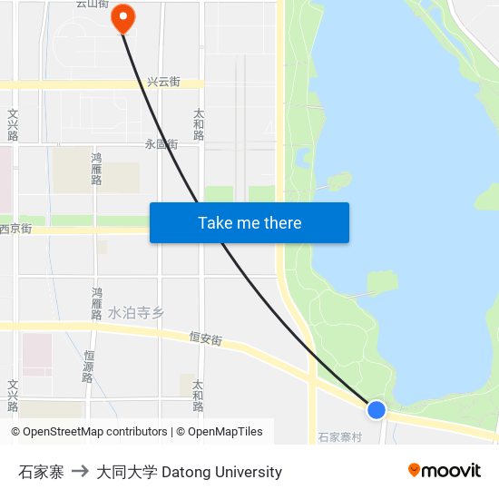 石家寨 to 大同大学 Datong University map