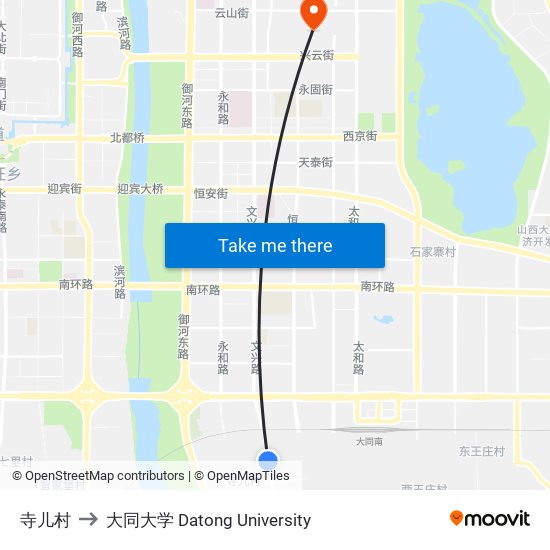 寺儿村 to 大同大学 Datong University map