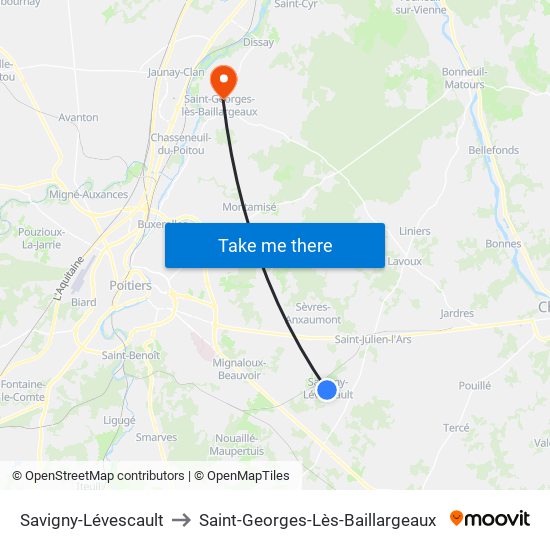 Savigny-Lévescault to Saint-Georges-Lès-Baillargeaux map