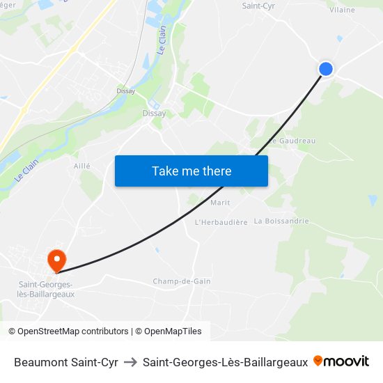 Beaumont Saint-Cyr to Saint-Georges-Lès-Baillargeaux map