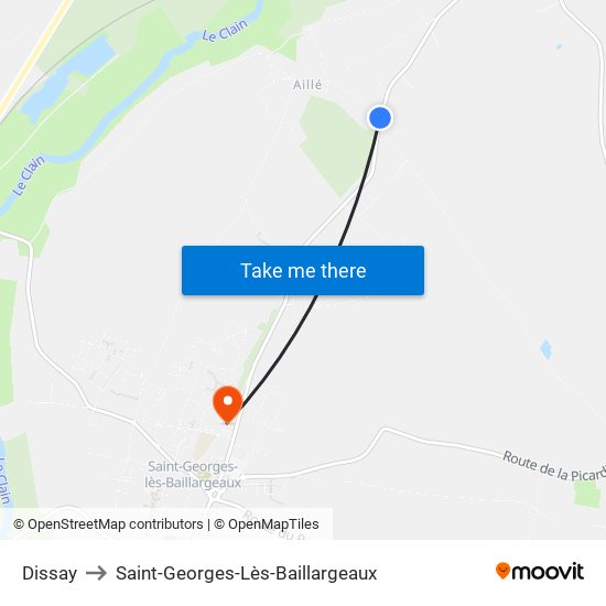 Dissay to Saint-Georges-Lès-Baillargeaux map