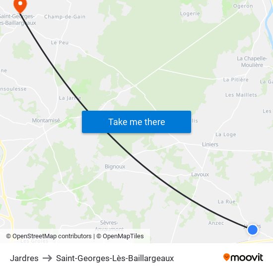 Jardres to Saint-Georges-Lès-Baillargeaux map