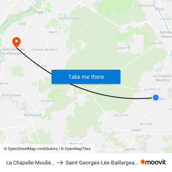 La Chapelle-Moulière to Saint-Georges-Lès-Baillargeaux map
