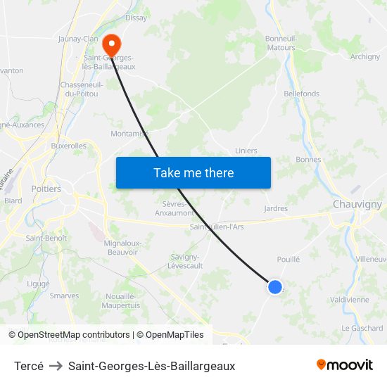 Tercé to Saint-Georges-Lès-Baillargeaux map