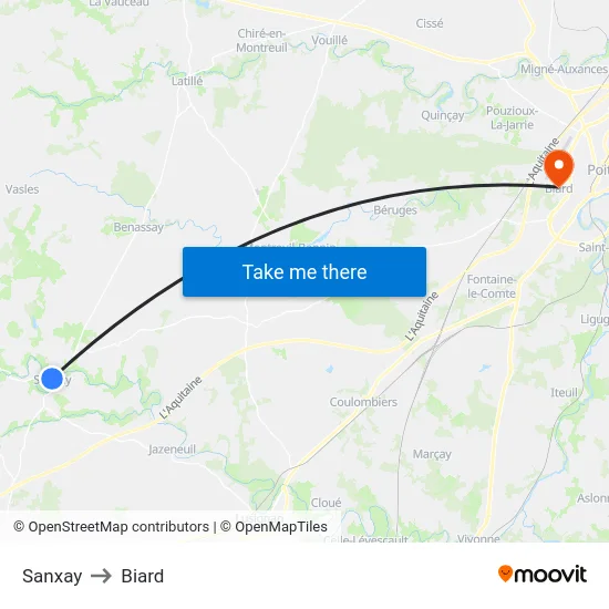 Sanxay to Biard map