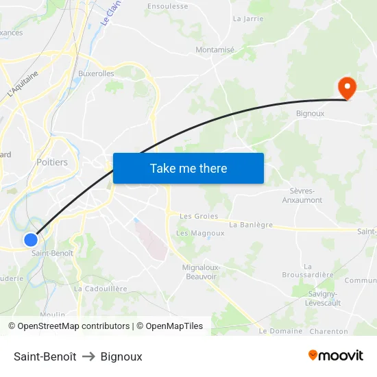 Saint-Benoît to Bignoux map