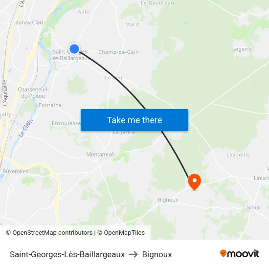 Saint-Georges-Lès-Baillargeaux to Bignoux map