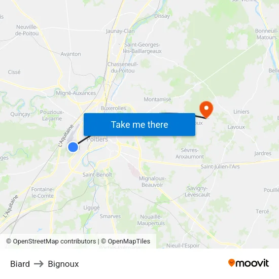 Biard to Bignoux map