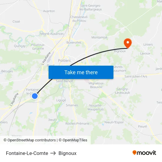 Fontaine-Le-Comte to Bignoux map