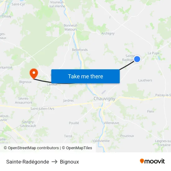 Sainte-Radégonde to Bignoux map