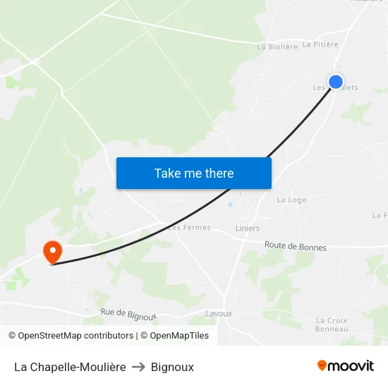 La Chapelle-Moulière to Bignoux map