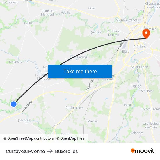 Curzay-Sur-Vonne to Buxerolles map