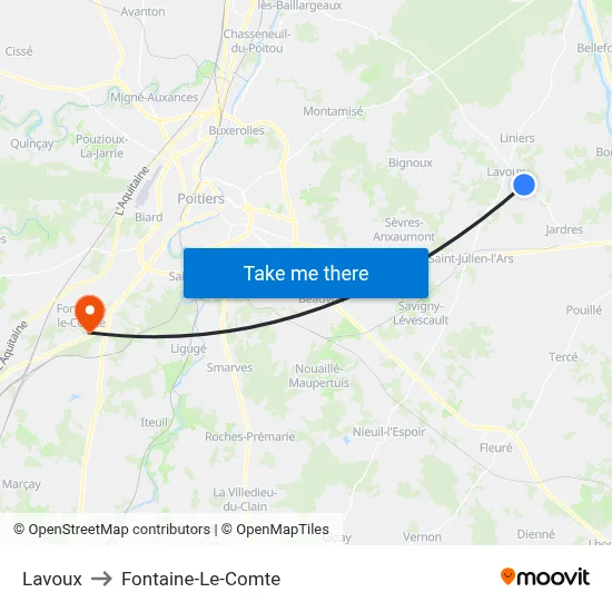 Lavoux to Fontaine-Le-Comte map