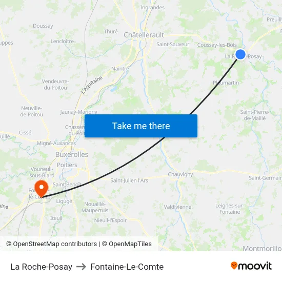 La Roche-Posay to Fontaine-Le-Comte map