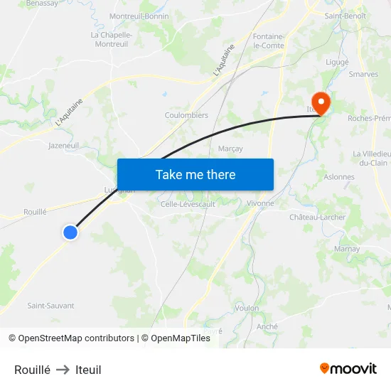 Rouillé to Iteuil map