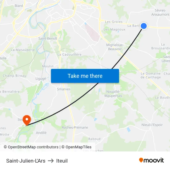 Saint-Julien-L'Ars to Iteuil map