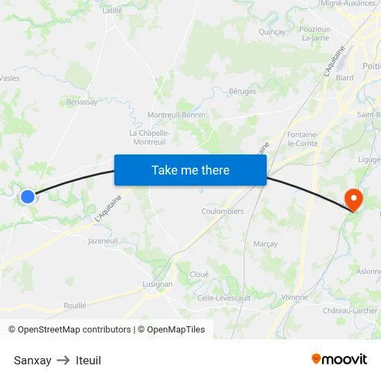 Sanxay to Iteuil map