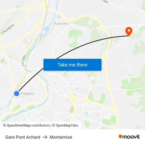Gare Pont Achard to Montamisé map