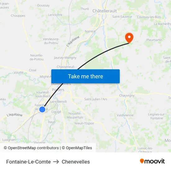 Fontaine-Le-Comte to Chenevelles map