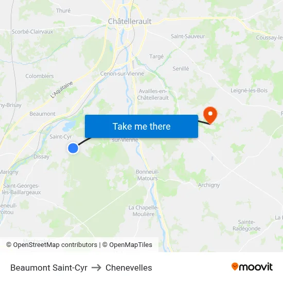 Beaumont Saint-Cyr to Chenevelles map