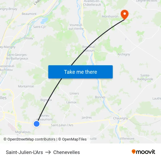 Saint-Julien-L'Ars to Chenevelles map