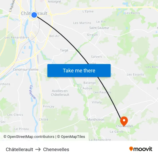 Châtellerault to Chenevelles map