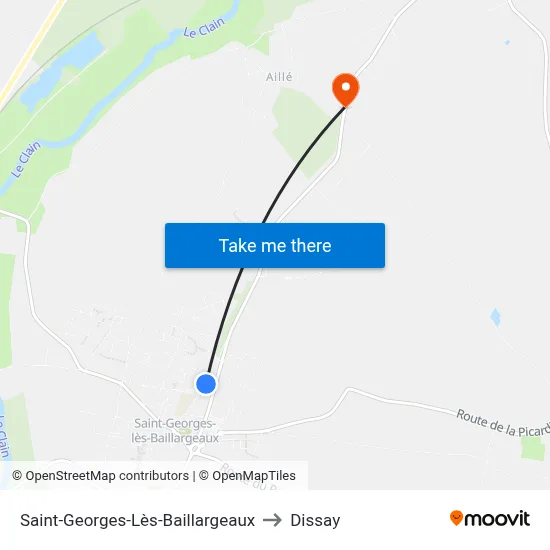 Saint-Georges-Lès-Baillargeaux to Dissay map